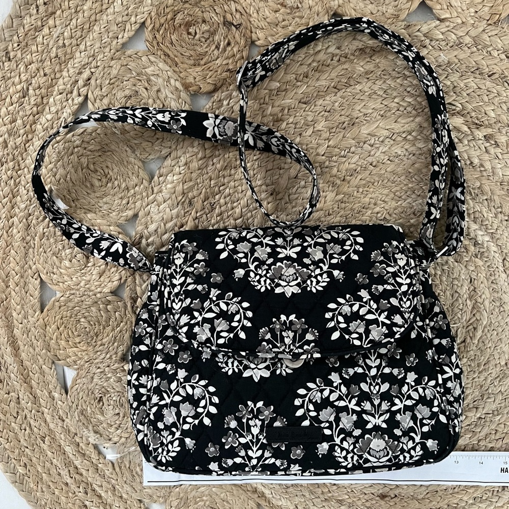 Like New Crossbody Bag Black Floral Pattern
